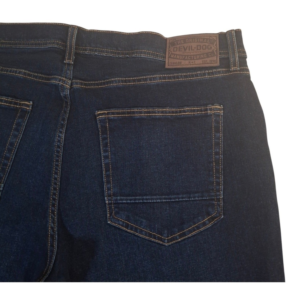 Devil-Dog Dungarees Jeans Mens 38x30* Athletic Slim Fit Dark Wash Indigo denim - Picture 6 of 11